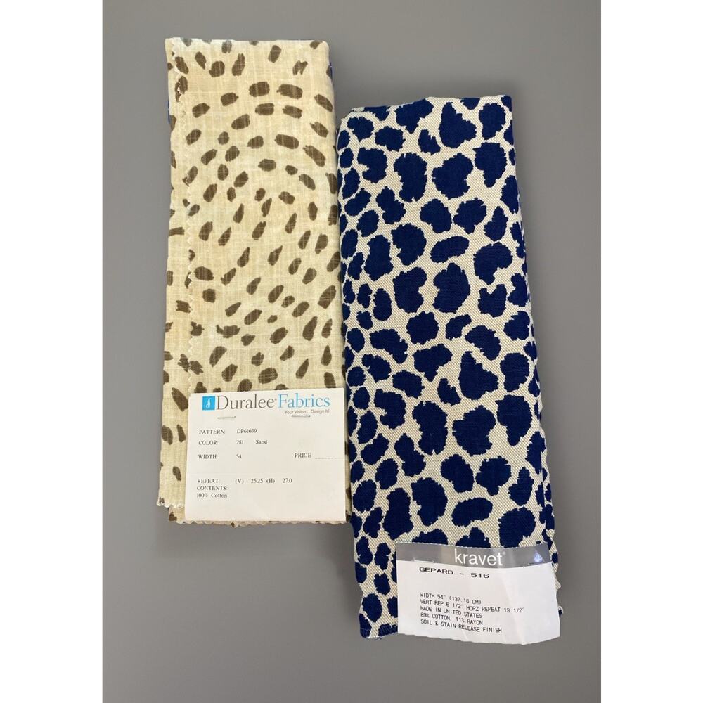 Kravet Gepard Animal Print 25x36 and Duralee Fabric Sample Sand 25"x26"